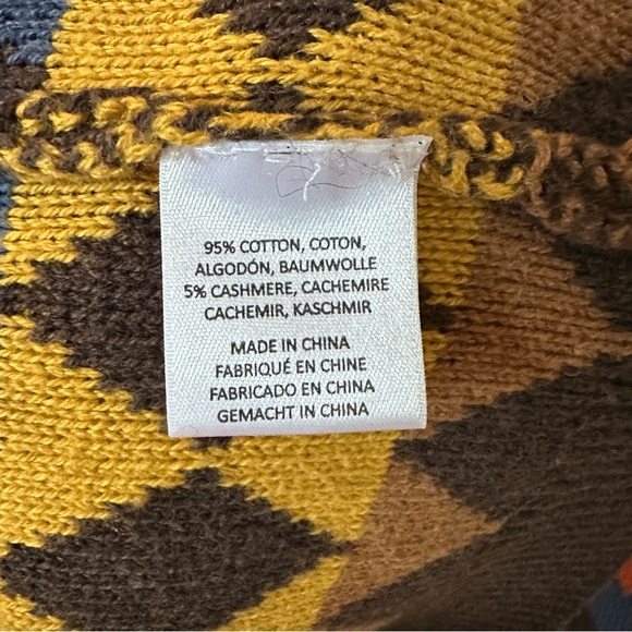 Minnie Rose Multicolor Crewneck Chevron Intarsia Sweater Cotton Blend Size XS - Picture 7 of 7